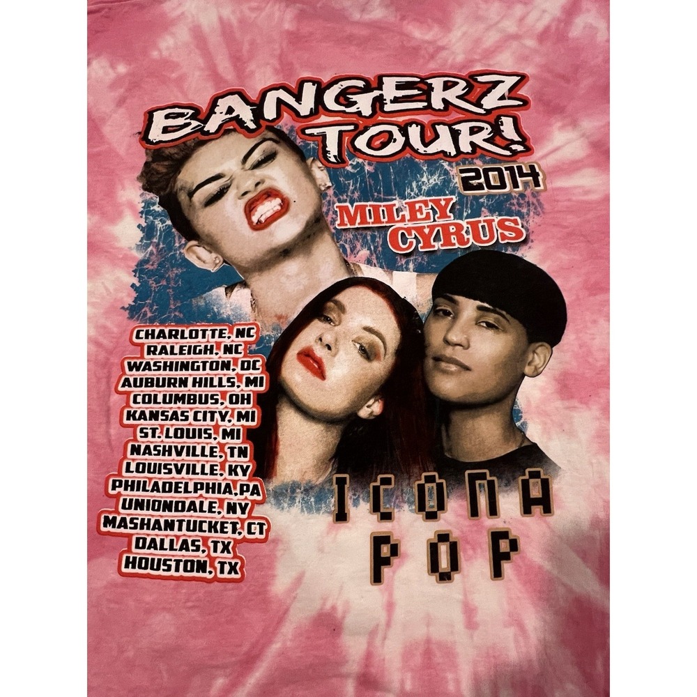 miley cyrus bangerz tour 2014 Tie Dyed T Shirt Hanes Medium - Picture 8 of 8
